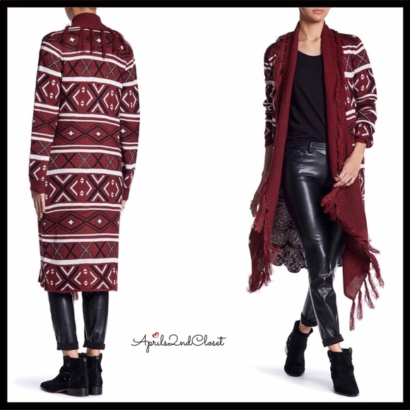 LONG MAXI BOHO FRINGE TRIM LONG CATDIGAN JACKET - Picture 8 of 8